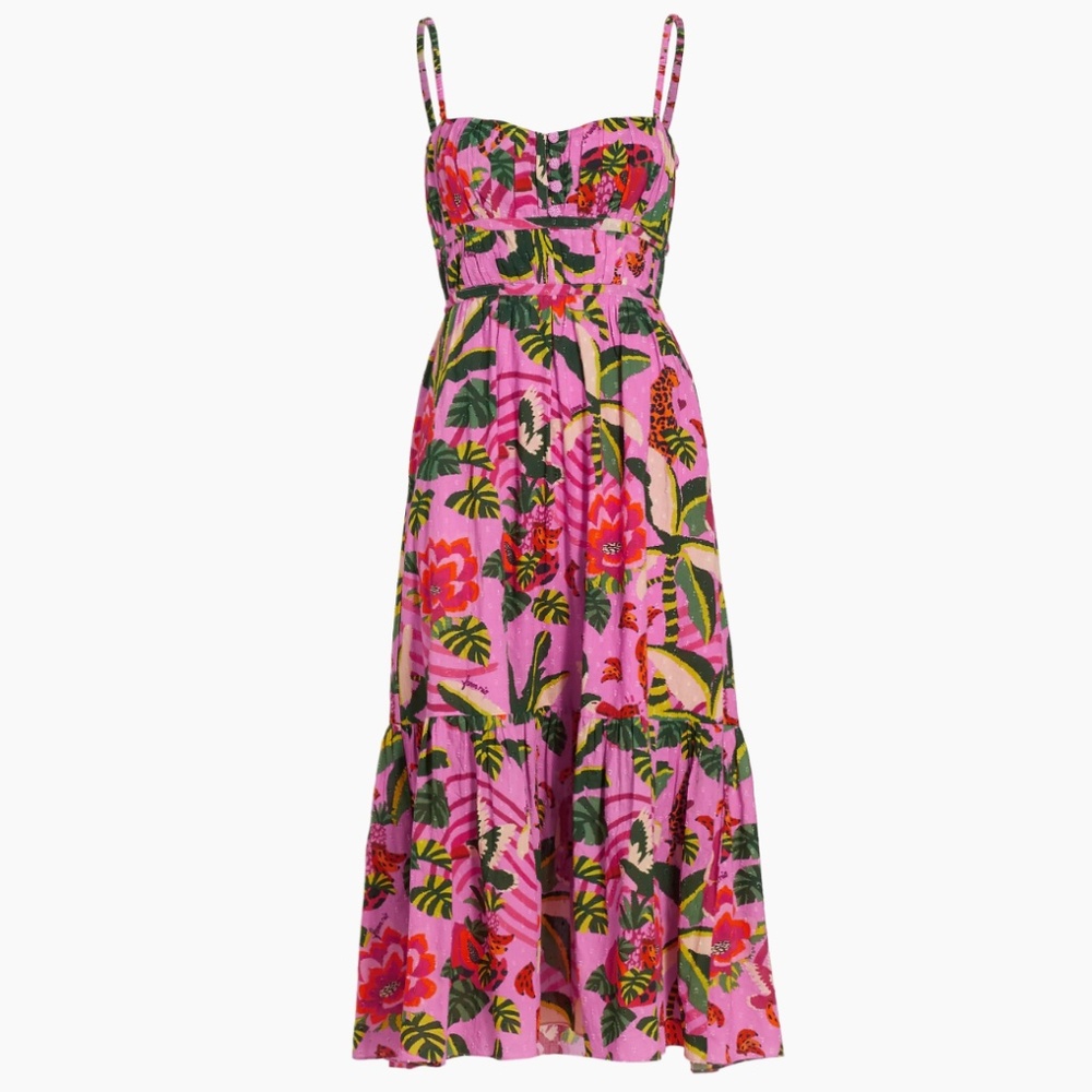 FARM RIO Pink Midi Dress